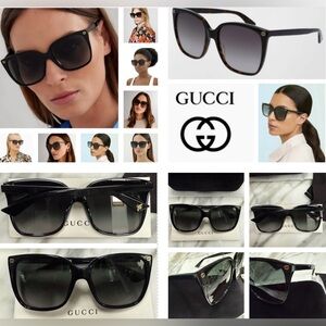 GUCCI CLASSIC ICONIC BUTTERFLY BLACK SUNGLASSES WITH UNDERSTATED GOLD LOGO “GG”
